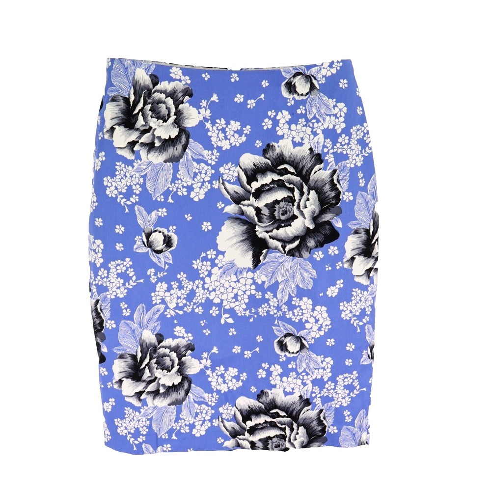 Talbots Pencil Skirt Womens Size 2 Blue Floral‎ Cotton Lined Knee Length NWT $99